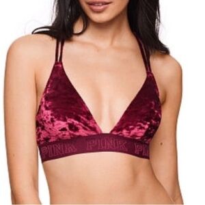 PINK by Victoria’s Secret Velour Racerback Bra Small Burgundy